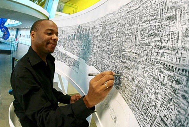 an artist who is autistic draws amazing city scapes