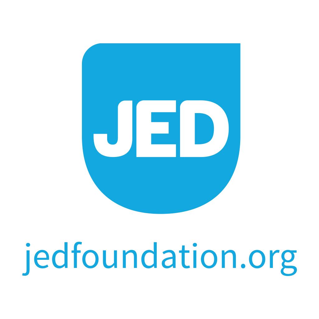 The Jed Foundation; Light blue pocket shaped logo with white text on top