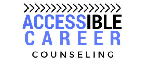 accessible career counseling. light blue and black letters.
