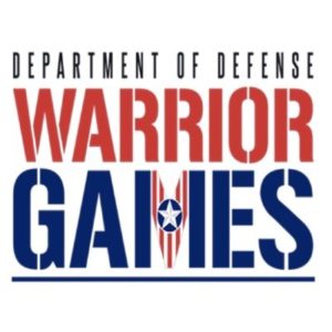 Department of Defense Warrior Games. Black, red, and blue lettering.